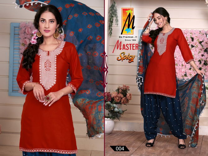 Master Spicy Rayon Fancy Ethnic Wear Ready Made Suit Collection